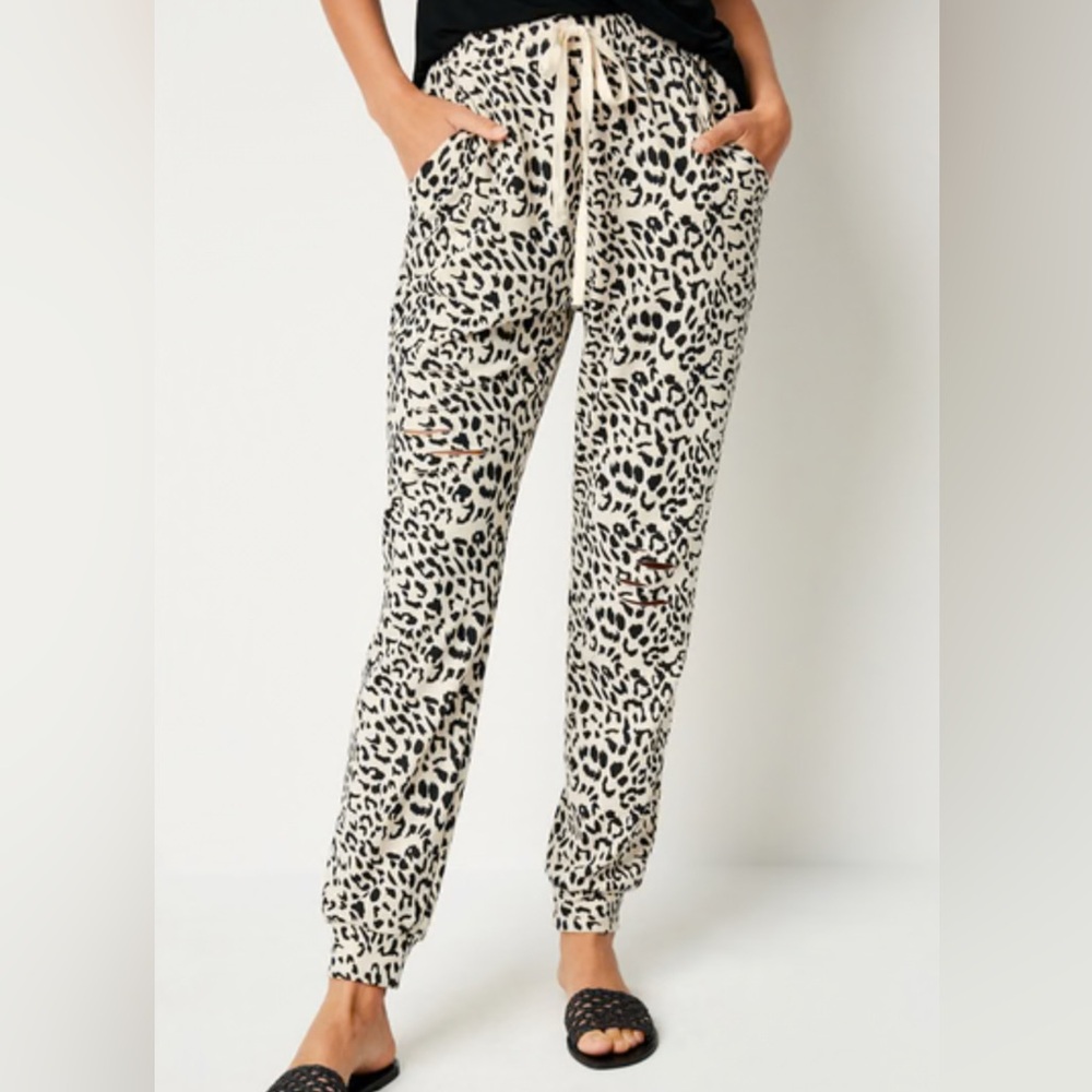 Leopard print sweat pants